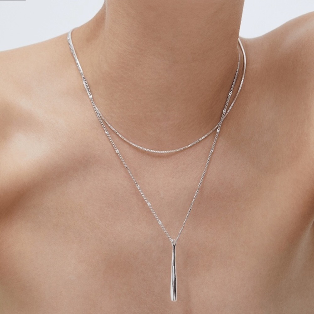 Jenny Bird Silver Layered Bar Pendant Necklace